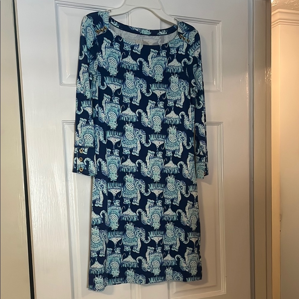 Lilly Pulitzer Blue Elephant Print Dress
